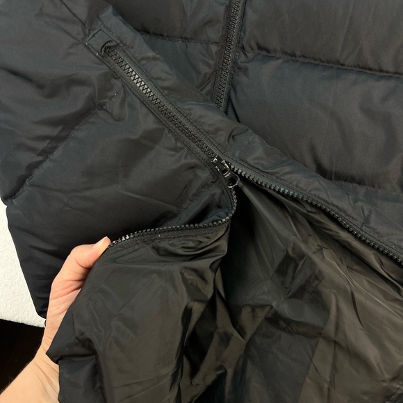 Lands End Women's Puffer Coat Goose Down Maxi Black Jacket Removable Fur Hood 1X - Picture 7 of 16